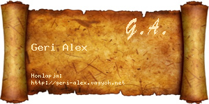 Geri Alex névjegykártya